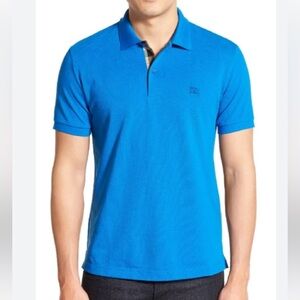 NWT Burberry Polo Shirt Medium Bright Opal Blue